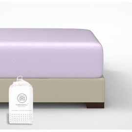 Threadmill - Sábana Bajera Ajustable de Bolsillo Profundo, Suave, 100% algodón, 300% satén, elástico Que no se despliega, Bolsillo Profundo, Ajustable de Calidad egipcia Duradera (matrimonial, Lila)