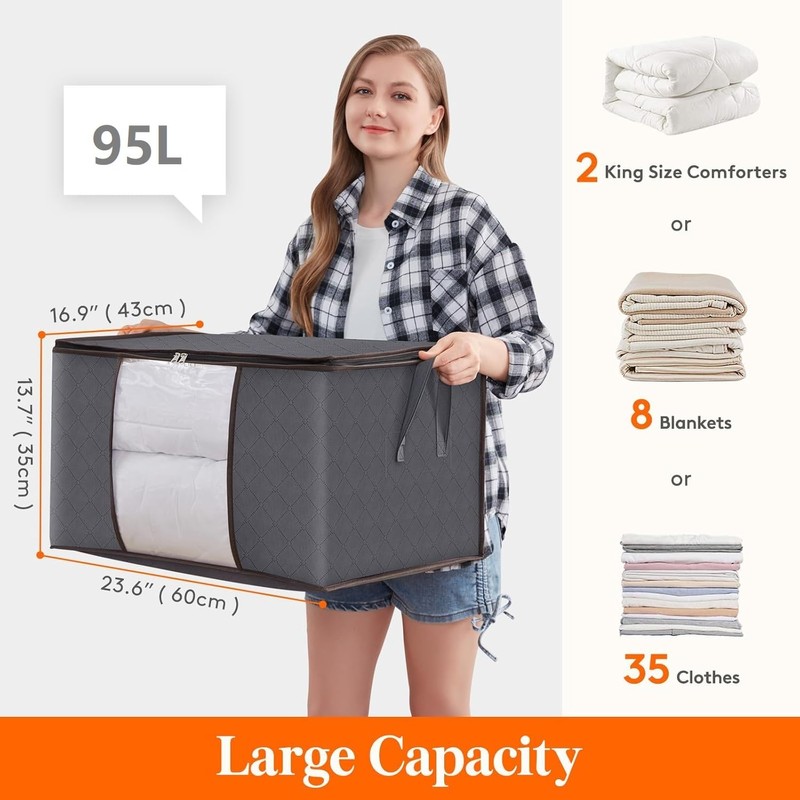 Lifewit 95L Clothes Storage Bags, Foldable Storage Box Moving Bags