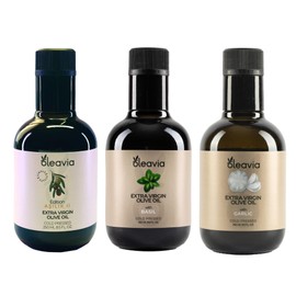Promise Land Pantry Fresh Cold Pressed Extra Virgin Olive Oil 3 Piece Gift Box Set, Garlic, Basil, and Asilik II Edition