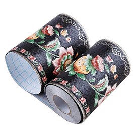 3D Decorative Floral Molding Wallpaper Border Peel Stick Waterproof Wall Ceiling Border for Bathroom Kitchen Backsplash Tiles Sticker,4 Inch by 16.4Ft (Black)