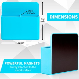 2 Pack Magnetic Dry Erase Marker Holder, Magnetic Pen Holder and Pencil Holder for Fridge, Whiteboard Markers and Magnetic Cup Holder, Locker Accessories for School Office, Classroom Supplies,Blue