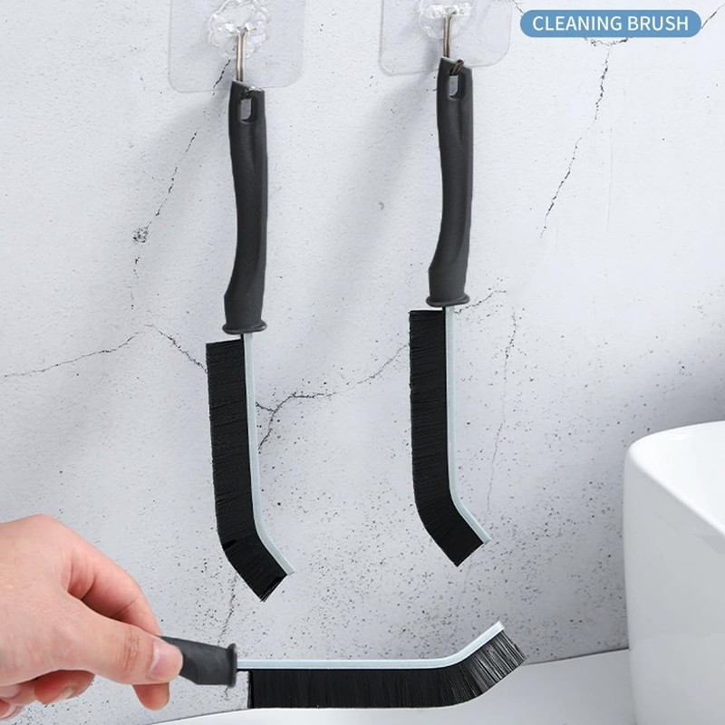 4-Piece Black Multi-Function Crevice Cleaning Brush Household Hard Bristle Narrow