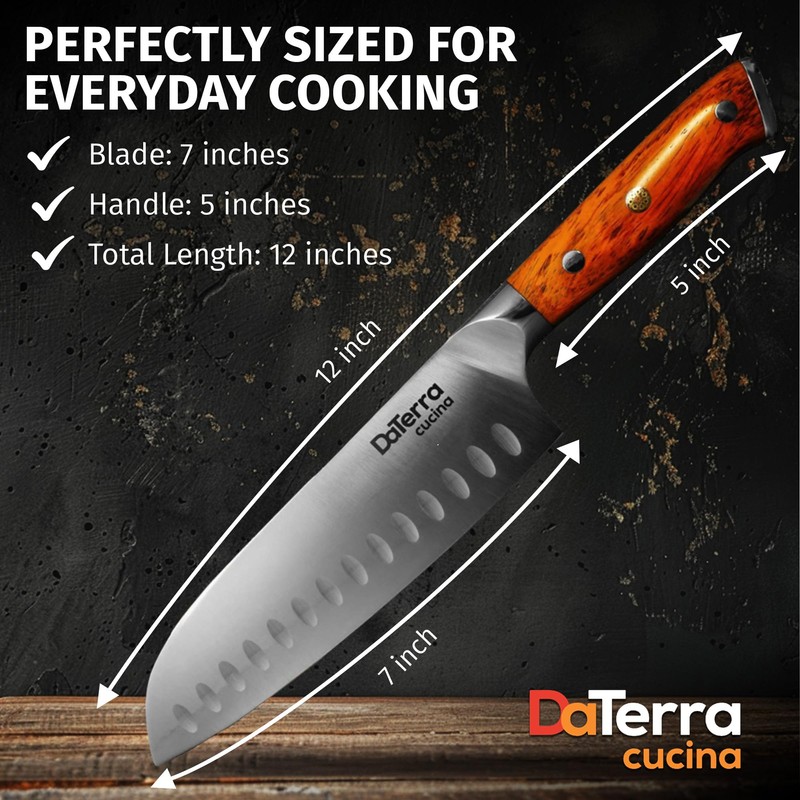 DaTerra Cucina - 7 Inch Santoku Knife – German Steel