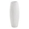 D'vine Dev 11 Inch White Ceramic Flower Vase, Waterfall Textured
