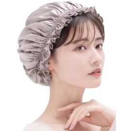 COCOSILK Silk Nightcap Silk Natural 100% Silk Hair Cap for Beautiful Hair Long Hair Sleeping, ash pink