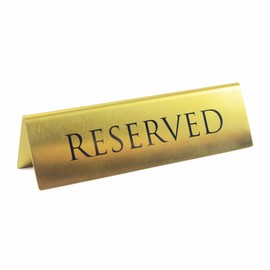 BARsics Golden Metal Table Top Reserved Sign for Restaurants, Wedding, Ceremony and Events, Double Sided Tent, 6x1.75 inches (Pack of 12)