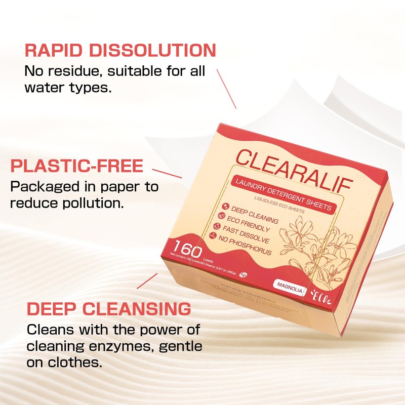 CLEARALIF All in One Laundry Detergent Sheets Kit, Magnolia Scent,