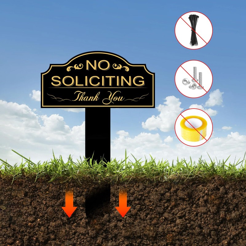 No Soliciting Sign for House with Stake 7 x 3.5