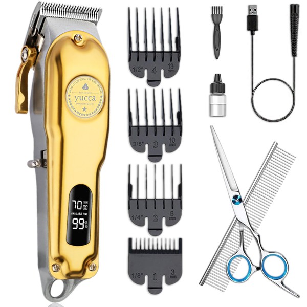 yucca Dog Grooming Clippers for Thick Heavy Coats, Cordless Animal Clippers Professional, Rechargeable Low Noise Clippers Pet, Thick Fur Clippers with 7000 RPM Powerful Motor