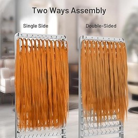 Adjustable Braiding Hair Rack 280 Pegs 2-Sided Braid Rack for Hair Braiding, Height Adjustable Hair Separator Stand with Wheels, Pink Standing Braid Rack for Braiders Standing for Stylists Haircare Storage - Color: Grey