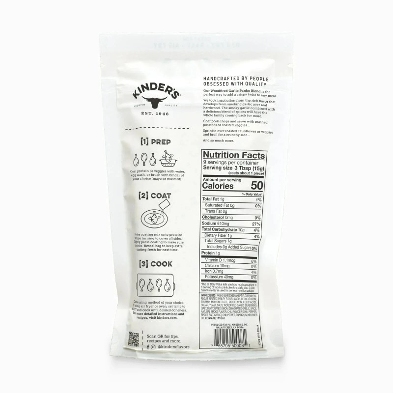 Kinder's Woodfired Garlic Seasoned Panko Bread Crumb Coating, 5oz