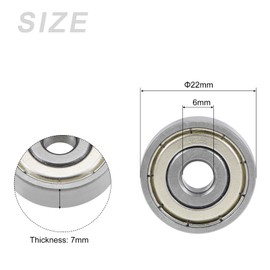 METALLIXITY 10pcs Deep Groove Ball Bearings (636Z, 6mm x 22mm x 7mm), Carbon Steel Double Shielded Industrial Bearings - For Industrial Micro Motors