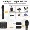 Wireless Microphones, Professional UHF Metal Dual Handheld Cordless Dynamic Mic