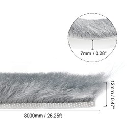 uxcell Weather Stripping Brush, 26ft L x 0.3" W x 0.5" H Self-Adhesive Seal Weatherstrip Sweep Brush Gray for Door Window