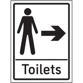 V Safety Mens Toilets Arrow Right Sign - 150x200mm - 1mm Rigid Plastic