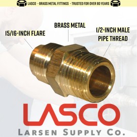 LASCO 17-4877 15/16-Inch Flare by 1/2-Inch Male Pipe Thread Brass Adapter