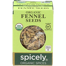 Spicely Organic Fennel Seeds Whole 0.30 Ounce ecoBox Certified Gluten Free