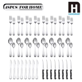 Unbranded 48-Pieces Stainless Steel Flatware Set with Steak Knives - 48 pcs flatware set