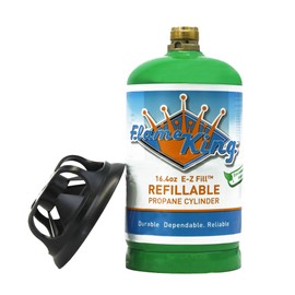 Flame King Refillable 1LB Empty Propane Cylinder Tank - Reusable - Safe and Legal Refill Option - DOT Compliant - 16.4 oz, Green