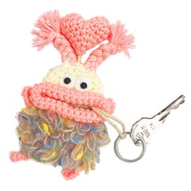 macaroni edge mascot key case monster key holder key holder key storage Korean miscellaneous goods handmade, Pink