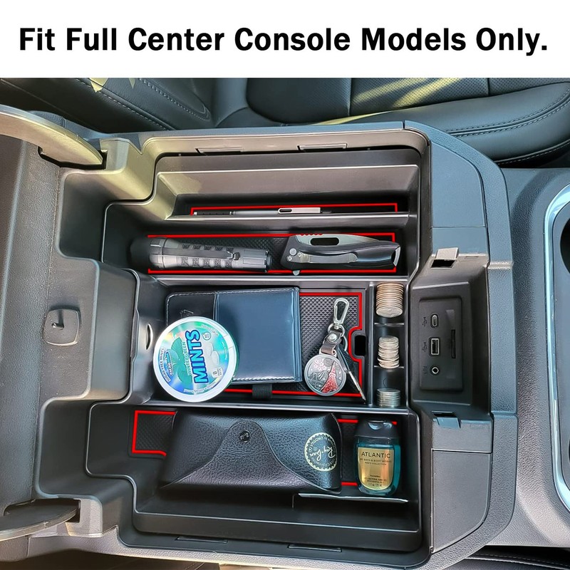 TACOBRO Center Console Organizer Compatible with 2020-2023 Silverado/Sierra 2500/3500HD/ 2019-2022