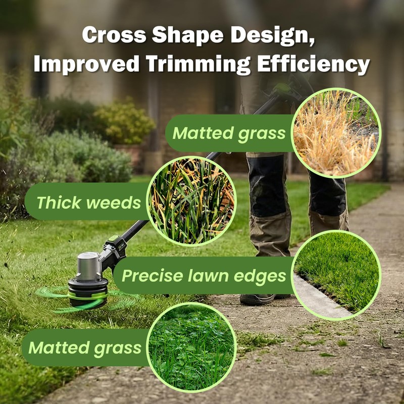 YWTESCH String Trimmer Line, 0.095'' x 0.5lbs Cross Weed Eater