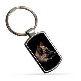 Fractal Artworks German Shepherd Keyring with Stunning Fractal Art Design. Black and Tan German Shepherd #1-4