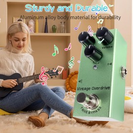 OverDrive Effects Pedal for Guitar - Overdrive Distortion Rich Bordering-on-Distortion for Electric Guitar Effect, Mini Overdrive Electric Guitar Effects Modulation Pedal-Green