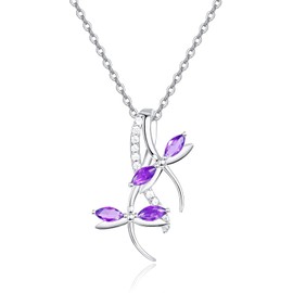 PRAYMOS Sterling Silver Dragonfly Necklace s925 Silver Dragon fly February Birthstone Jewelry Making Supplies Insect Animals Charm Dragonflies Gift for Her