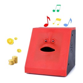 WeFoonLo Novelty Coin Money Eating Musical Face Bank Automatic Money Saving Collection Piggy Bank for Kids Children （Red Flat）