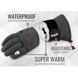 devembr Advanced Snowboarding Gloves with Wrist Guards & Removable Liners, Touchscreen, M