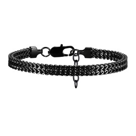 Gamtic Men's Bracelet Stainless Steel – Bracelets Silver Black Gold Stainless Steel Bracelets Curb Chain Men's Bracelets Gifts for Men, Adjustable 21.5 cm - 25 cm, Stainless Steel
