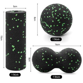 Brelet Fascia Ball and Fascia Roller Set, Fascia Ball Small Fascia Roller Neck Fascia Ball Back Spine Massage Ball for Spine Back Neck (Pack of 3)