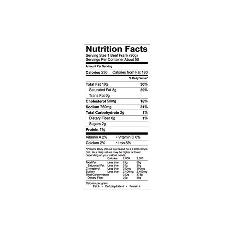 Vienna Beef Jumbo Franks 6" 5:1 10 lbs. (Approximately 50