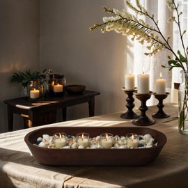 Luxe Designs Wooden Dough Bowl - Natural Acacia Wood - Handmade Decorative Bowls for Home Decor, Bathroom, Kitchen Counter, & More - Rustic Large Wood Dough Bowl for Decor, Cosmetics, and Keys