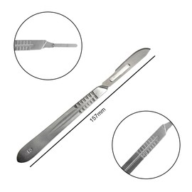 Scalpel Blades, Scalpel Foot Care, Scalpel Blades, Podiatry Instruments Scalpel, Pack of 10 Scalpel Blades Made of Carbon Steel - Replacement Blades Individually Sterile Packed + Scalpel Holder - Stainless Steel