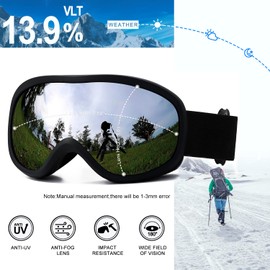 AVV OTG Ski Goggles for Men Women With Anti-Fog Dual Layer lens, UV400 Snow Goggle for Snowboarding Snowmobiling Skating
