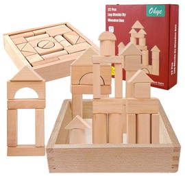 qimeyu Wooden Building Blocks, Wooden Toy, Craft Blocks Wood, Wooden Building Blocks Set for Educational Toy, 22 Pieces Building Blocks for Stacking for Children 3 4 5 6 Years