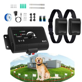 KOCASO Electric Dog Fence System - Invisible Fence for Dogs with 2 Adjustable Waterproof Collars & 984 Feet Wire, Covers up to 1.2 Acres - Suitable for Small, Medium, Large Dogs (Black)