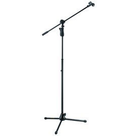 Hercules MS632B EZ Grip Tripod Microphone Stand W/2 in 1 Boom & Mic Clip, Black