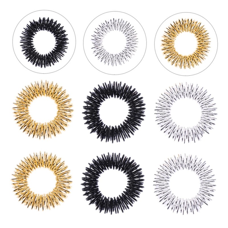 Healvian 9pcs Lightweight Acupressure Massage Ring Massager for Finger Fatigue