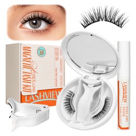 LASHVIEW Magnetic Eyelashes with Applicator,Reusable Soft Magnetic Eyelashes Natural Look, No Glue Needed RC24P-YT