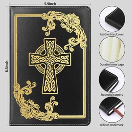 LBWCER Cross Journal for Women,Christian Gifts for Women,200 Pages, A5 Hardcover Leather Journals for Writing,School,Travel,Business,Work,Home (Cross Black)