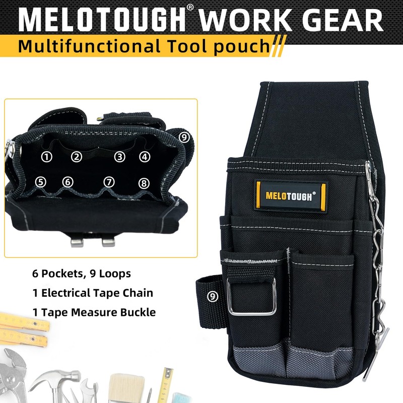 MELOTOUGH Pocket Tool Pouch Tool Belt Pouches with Belt Clip