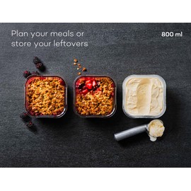 Franklin Lade Franklin Lade Glass Food Storage Containers | 3 Pack Square Set 27oz/3.4 cup | BPA-Free Airtight LeakProof Lid | Glass Food Containers | Glass Containers with Lids | Oven, Freezer & Dishwasher Safe