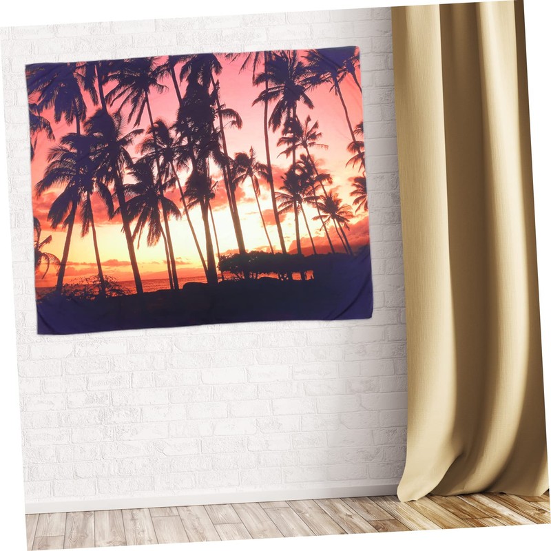DOITOOL 1Set Creative Beach Tree Landscape Tapestry Vivid Wall Hanging