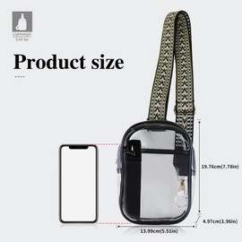 AdiStylinno Clear Sling Bag, PVC Crossbody Bag, Waterproof Shoulder Bags for Stadium Concert with Zipper and Adjustable Strap (Black)