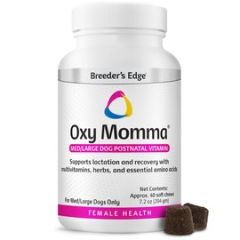 Breeder's Edge Oxy Momma Soft Chews, Postnatal Vitamin Supplement for Lactating Dogs and Cats, Supports Recovery, Hormones, and Next Pregnancy - for Medium & Large Dogs, 40ct Soft Chews