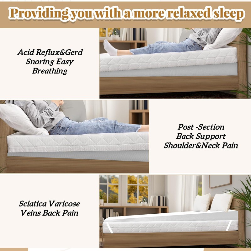 Cinnvoice Mattress Wedge with Cover, 5 Inch King Incline Wedge