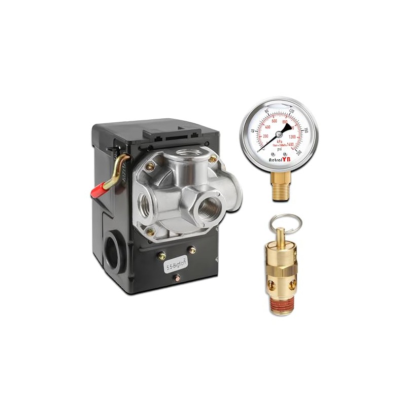 Dreyoo Air Compressor Pressure Switch 135-175 4-Port 20 Amp with